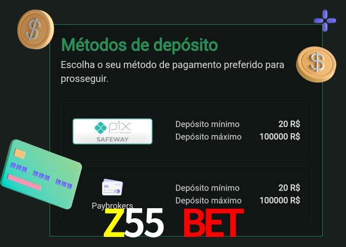 O cassino Z55 Bet oferece uma grande variedade de métodos de pagamento
